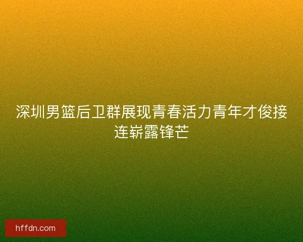 深圳男篮后卫群展现青春活力青年才俊接连崭露锋芒
