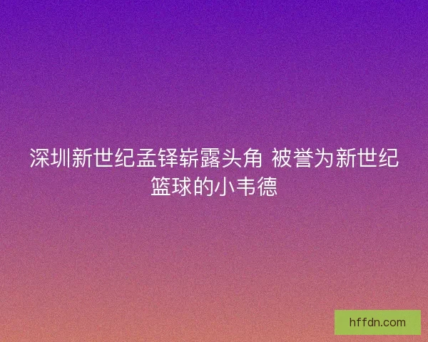 深圳新世纪孟铎崭露头角 被誉为新世纪篮球的小韦德